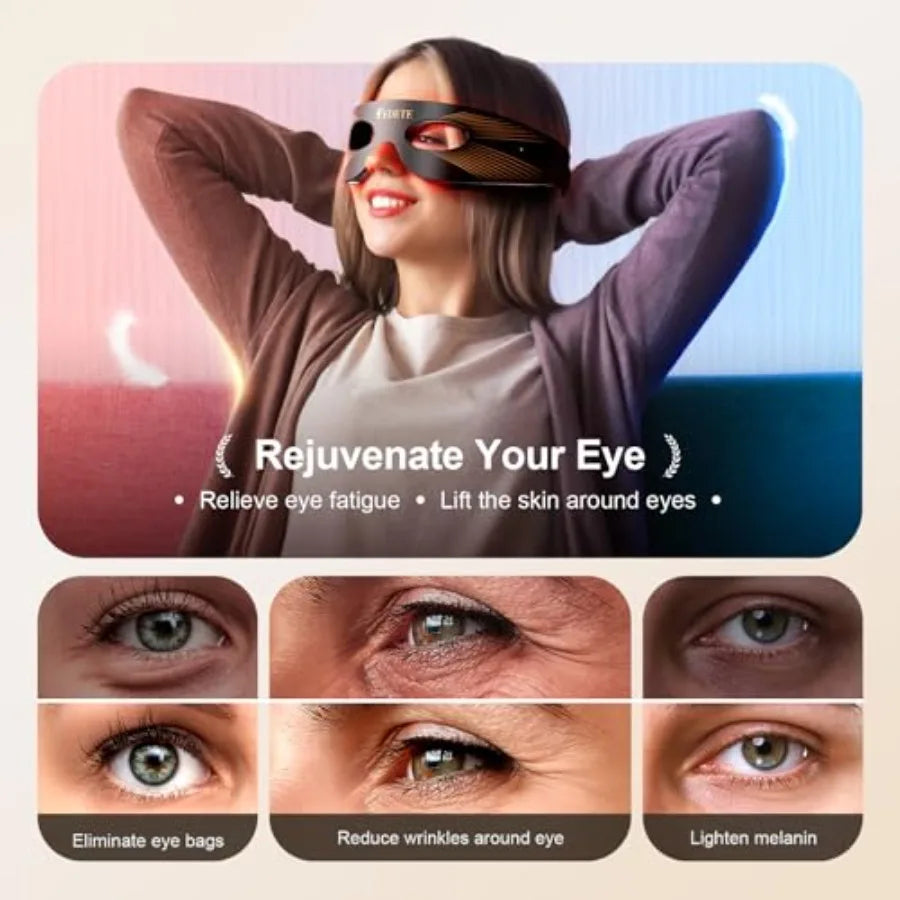Red Light Therapy for Eyes 3 Modes Under-Eye Red Light Eye Mask Eye Massager for Fine Lines Eye Bags and Dark Circles for Men W