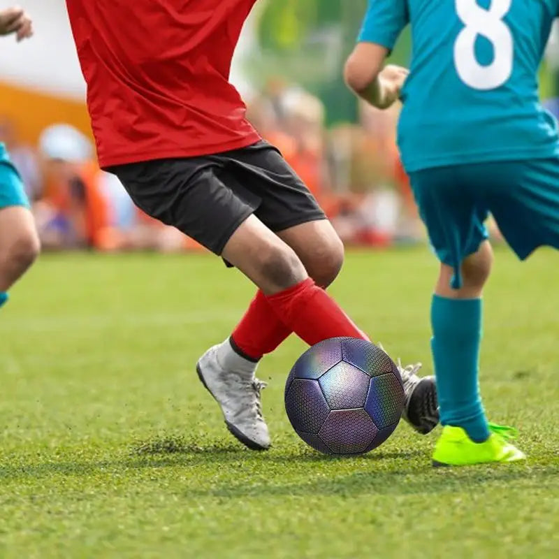 Reflective Football Luminous Soccer Ball Night Outdoor Sports Glowing Standard Soccer Size 5 For Kids Adult Training