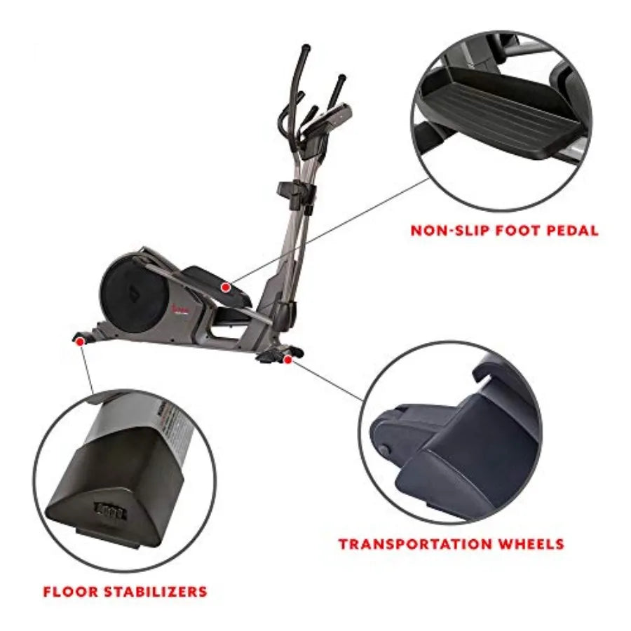 Home Gym Elliptical Trainer with Pulse Sensor Grips 24 Pre-Set Workouts 16 Resistance Levels Max 330Lbs Ccity SunnyFit App Comp