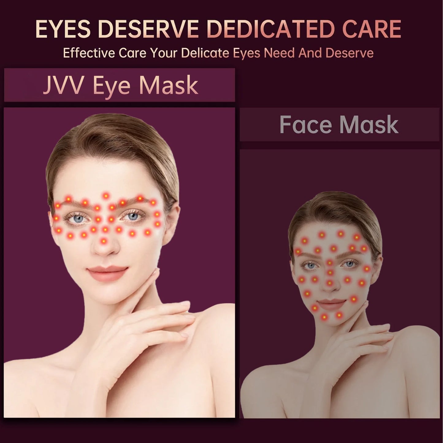 JVV 630NM 850NM Red Light Therapy Eye Mask Device Near Infrared Eye Mask Eye Massager Beauty Care Device Eye Bags Remover Devic
