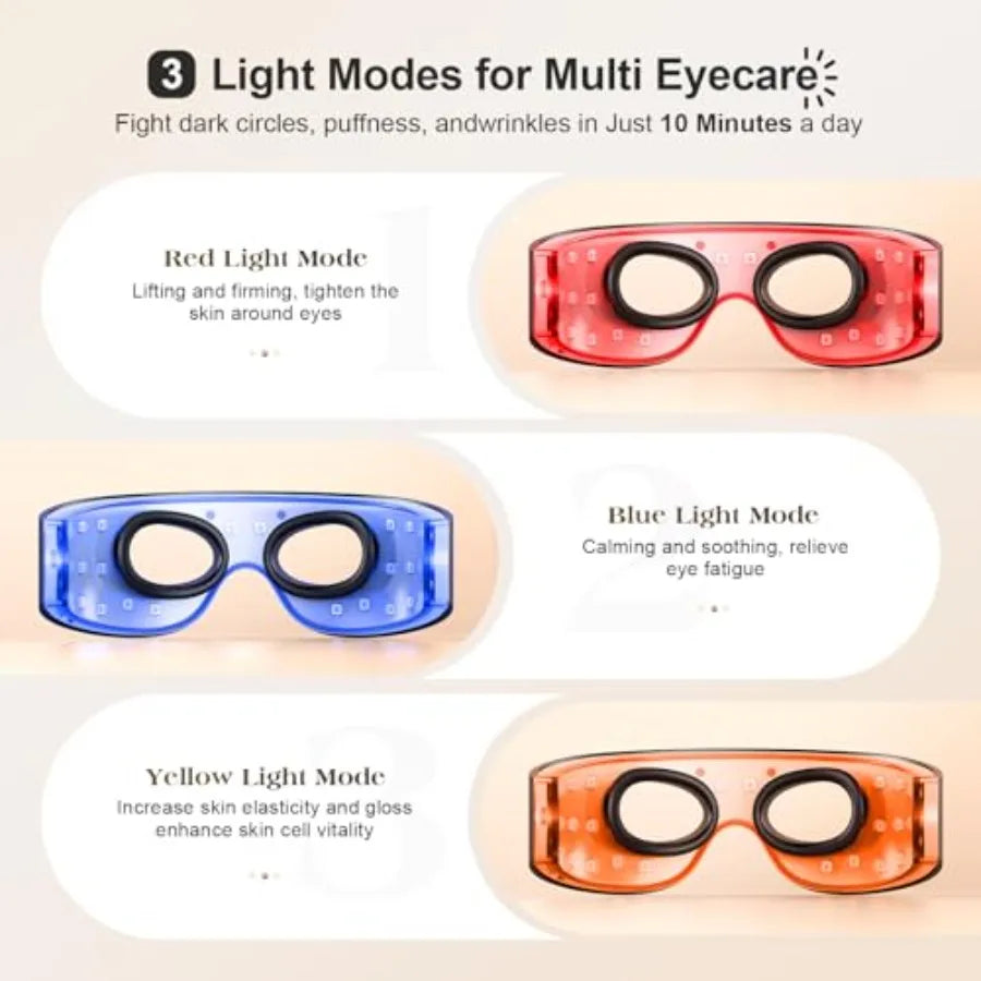 Red Light Therapy for Eyes 3 Modes Under-Eye Red Light Eye Mask Eye Massager for Fine Lines Eye Bags and Dark Circles for Men W
