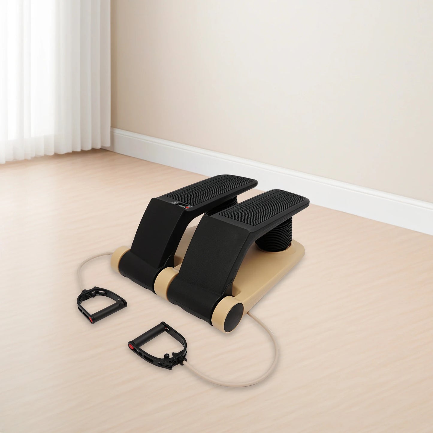 Twist Stepper for Exercise Red/Gold Stair Stepper with Resistance Bands and LCD Display 150kg Loading Capacity for Home