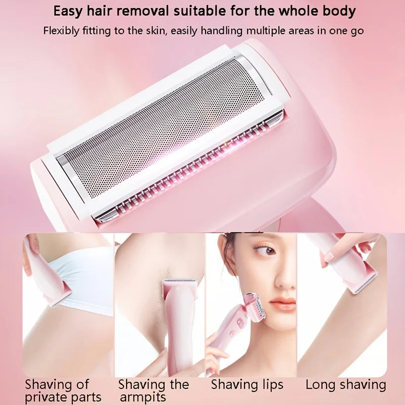 Electric Shaver for Women 2-IN-1 Electric Razor for Womens Legs Underarm Face,Wet Dry Use Rechargeable Bikini Trimmer