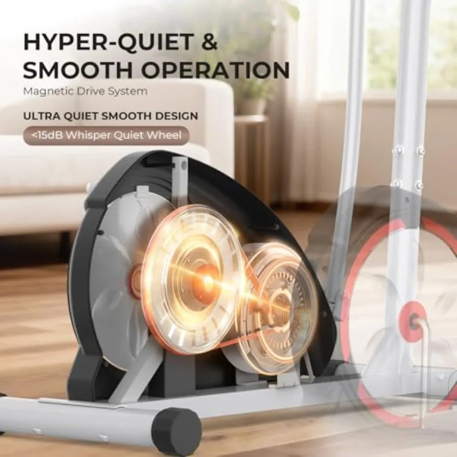 Elliptical Exercise Machine for Home Use with 500LBS Weight Capacity Magnetic Drive System 8-Level Resistance Pulse Rate Grips