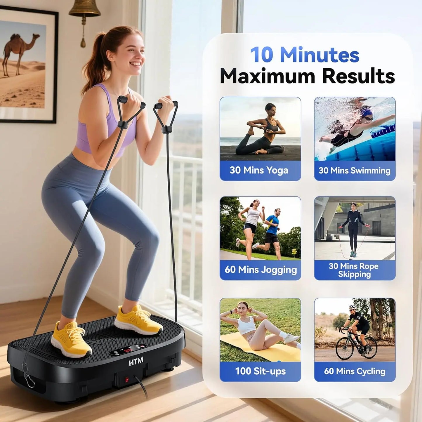 Vibration Plate Fitness Platform 120Levels Silent Operation Non-Slip Whole Body Exercise Board Home Gym Weight Loss Muscle Relax