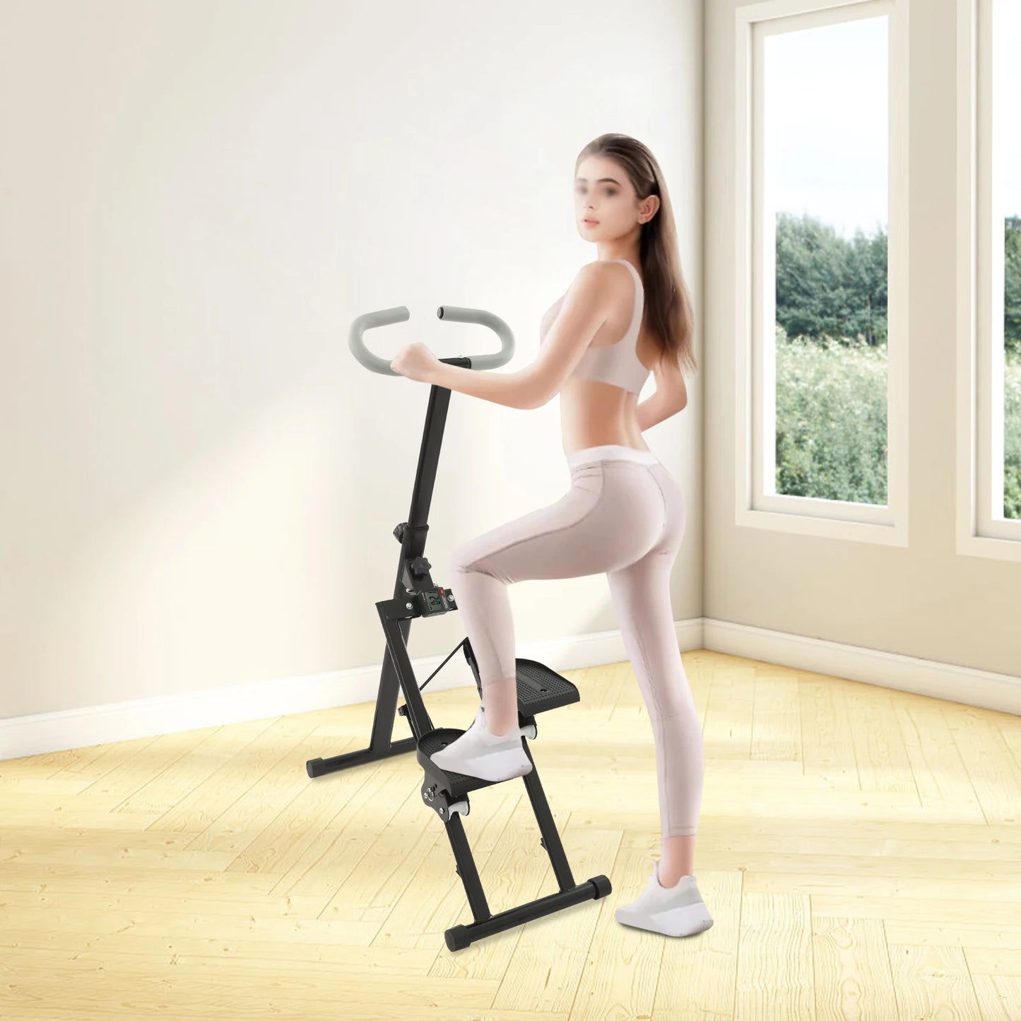 Stair Stepper, Step Fitness Machine, Foldable Stair Climber with LCD Monitor 220LBS Loading for Home Full Body Workout