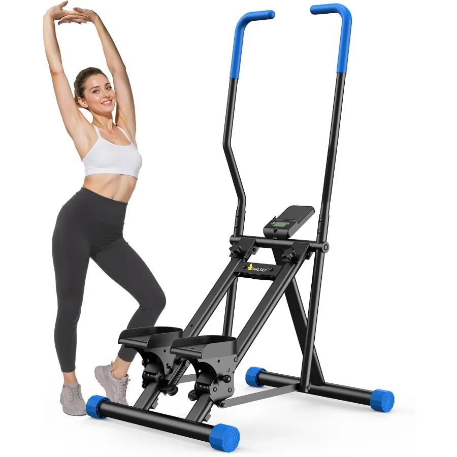 Home Stair Stepper Vertical Cardio Climber with Adjustable Step Range 330LBS Load Capacity Full Body Workout Machine Bla