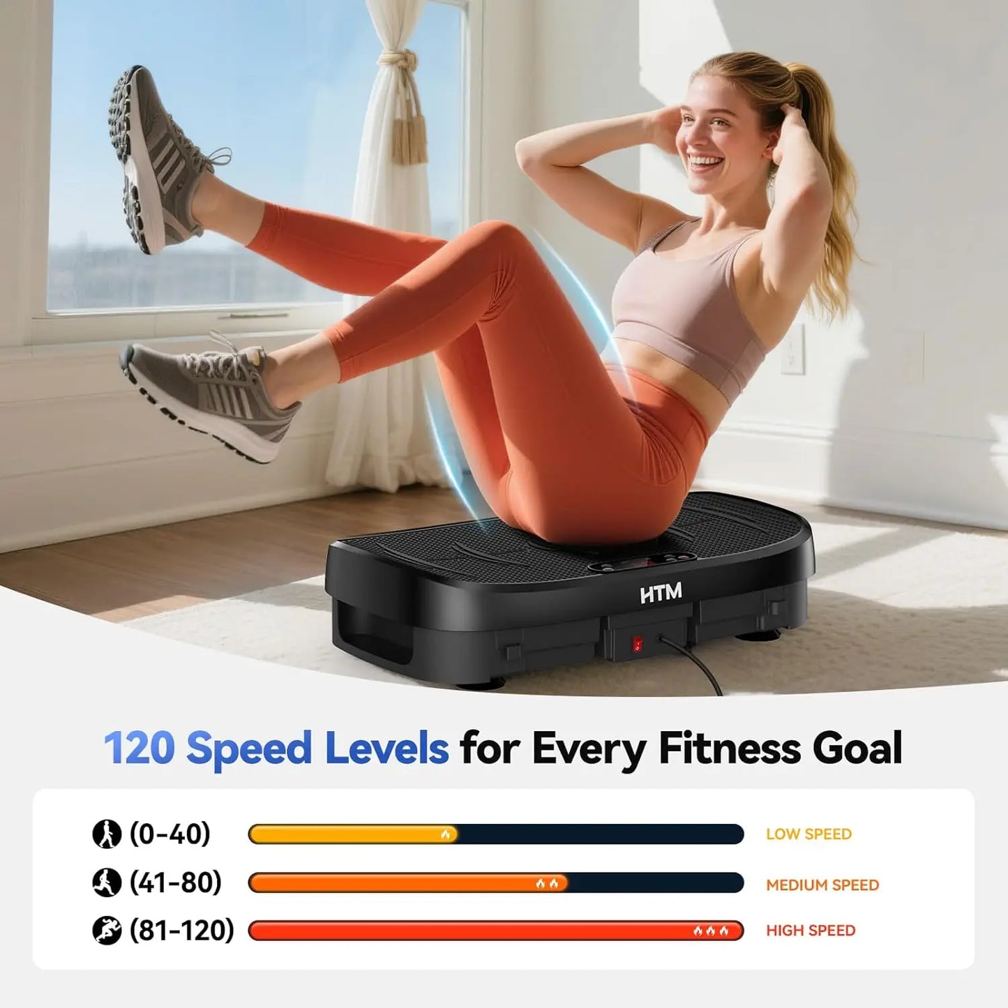 Vibration Plate Fitness Platform 120Levels Silent Operation Non-Slip Whole Body Exercise Board Home Gym Weight Loss Muscle Relax