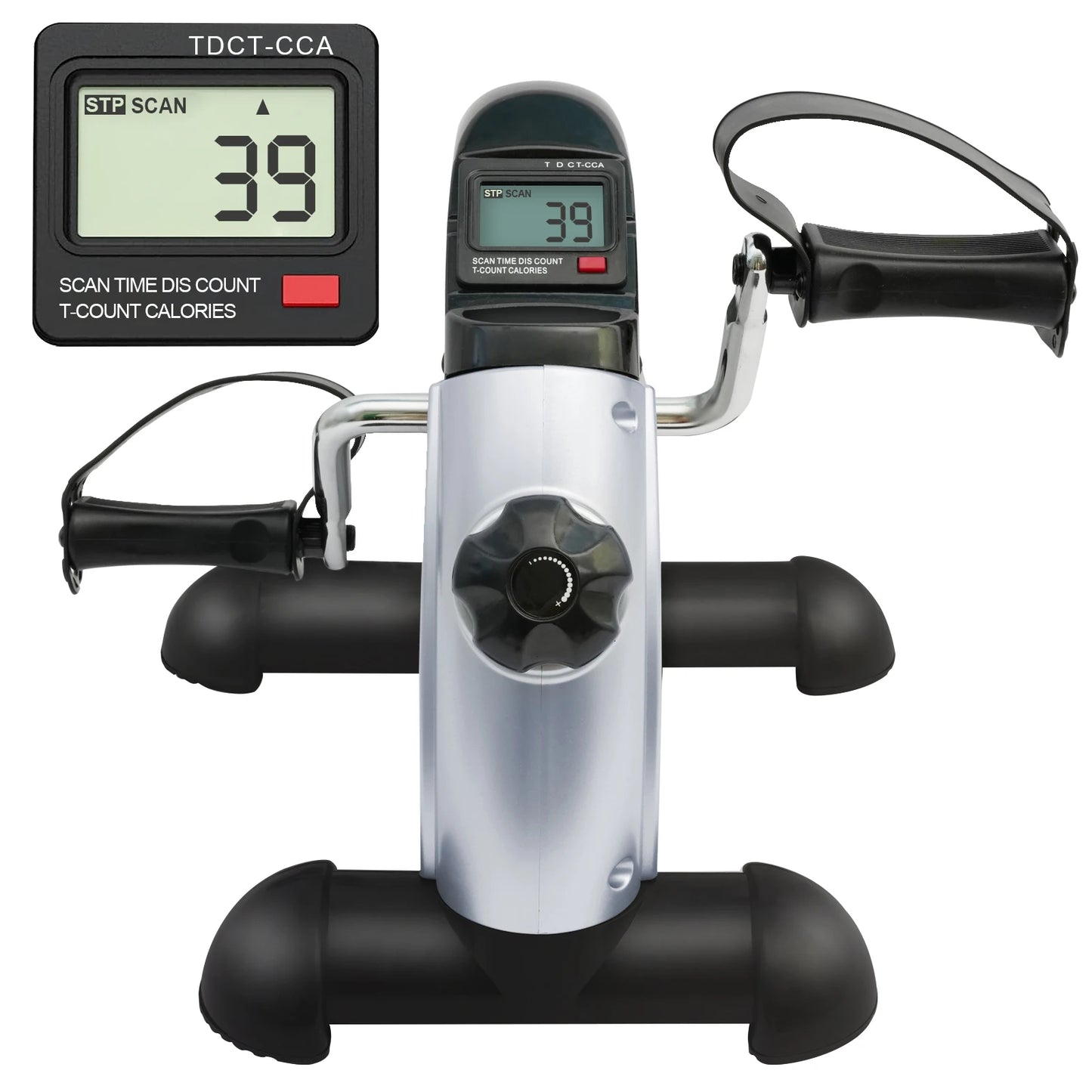 Portable Mini Exercise Bike Under Desk Pedal Exerciser Arm and Leg Adjustable Multifunctional Stepper with LCD for Home Office