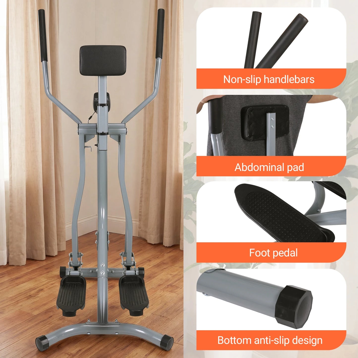 Home Cardio Exercise Elliptical Adjustable Foot Pedal Machine Household Fitness Stepper For Gym Office Workout Equipment