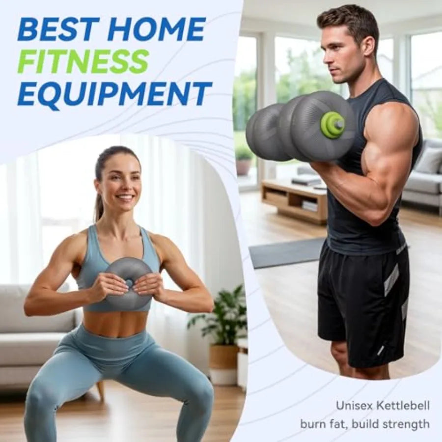 Adjustable Dumbbell Set Soft PVC Coated s/s Free Weight Set Home Gym 4-in-1 Used As Barbell Dumbbells Kettlebell Weight Plates