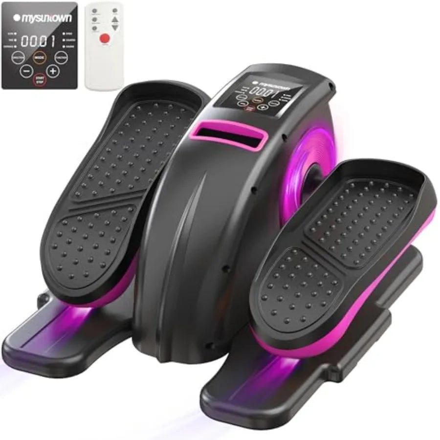 Under Desk Elliptical Machine for Seniors Fluorescent Pink and Black Quiet Portable Electric Seated Pedal Exerciser Fully Assem