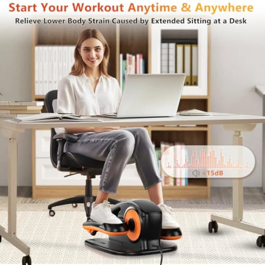 Under Desk Elliptical Exercise Machine for Home Office with Remote 15 Adjustable Speed Quiet Portable Leg Exerciser in Black fo