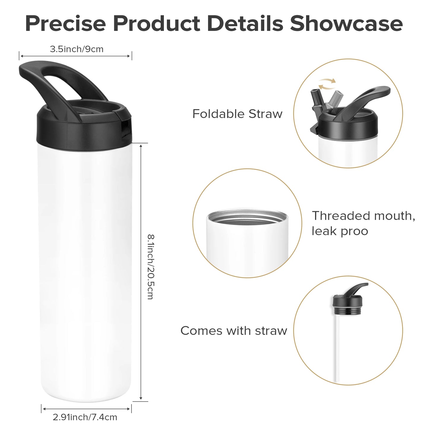 Sublimation Tumblers,12/25 Pack 20 oz Skinny Straight Sports Water Bottles Mugs,for Tumbler Press Machine Sublimation Print