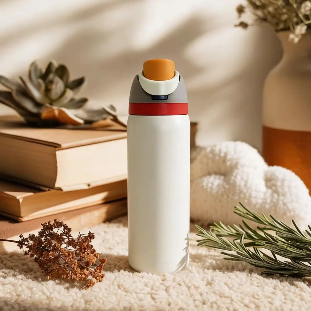 Owalaa creamy white 32oz/945ml stainless steel insulated water bottle with straw,for daily sports outdoor,perfect gift