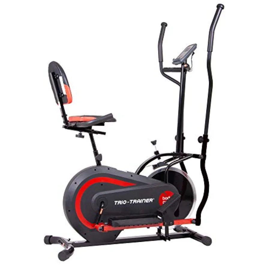 3 in 1 Exercise Machine with Seat Back Cushion Elliptical Upright Cycling and Reclined Bike Modes Digital Comp