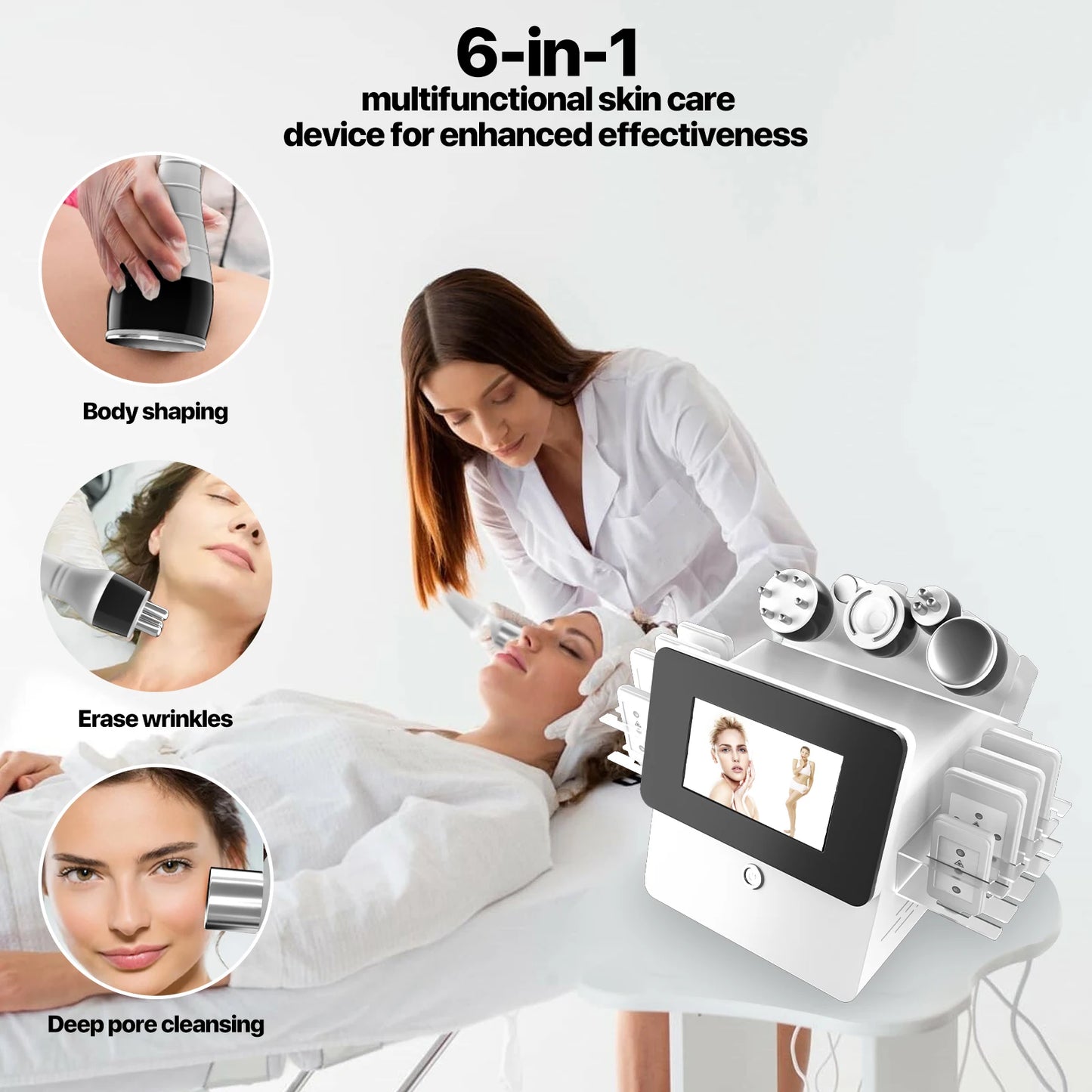 6 in 1 Cavitation Ultrasonic Weight Loss Lifting Wrinkle Firming Skin Slimming Body Massage Shaping Beauty Instrument