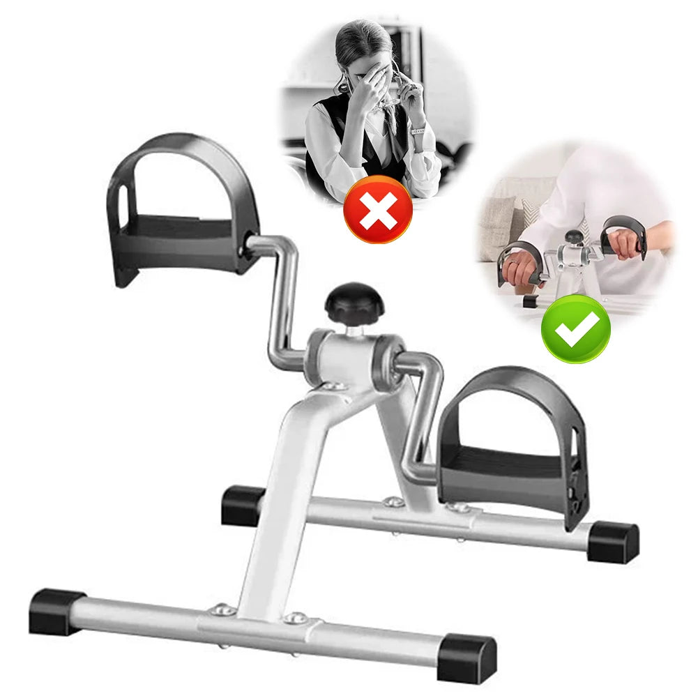 Folding Portable Foot Pedal Exerciser with Adjustable Resistance Under Desk Bike Stationary Exercise Bike for Home Exercise