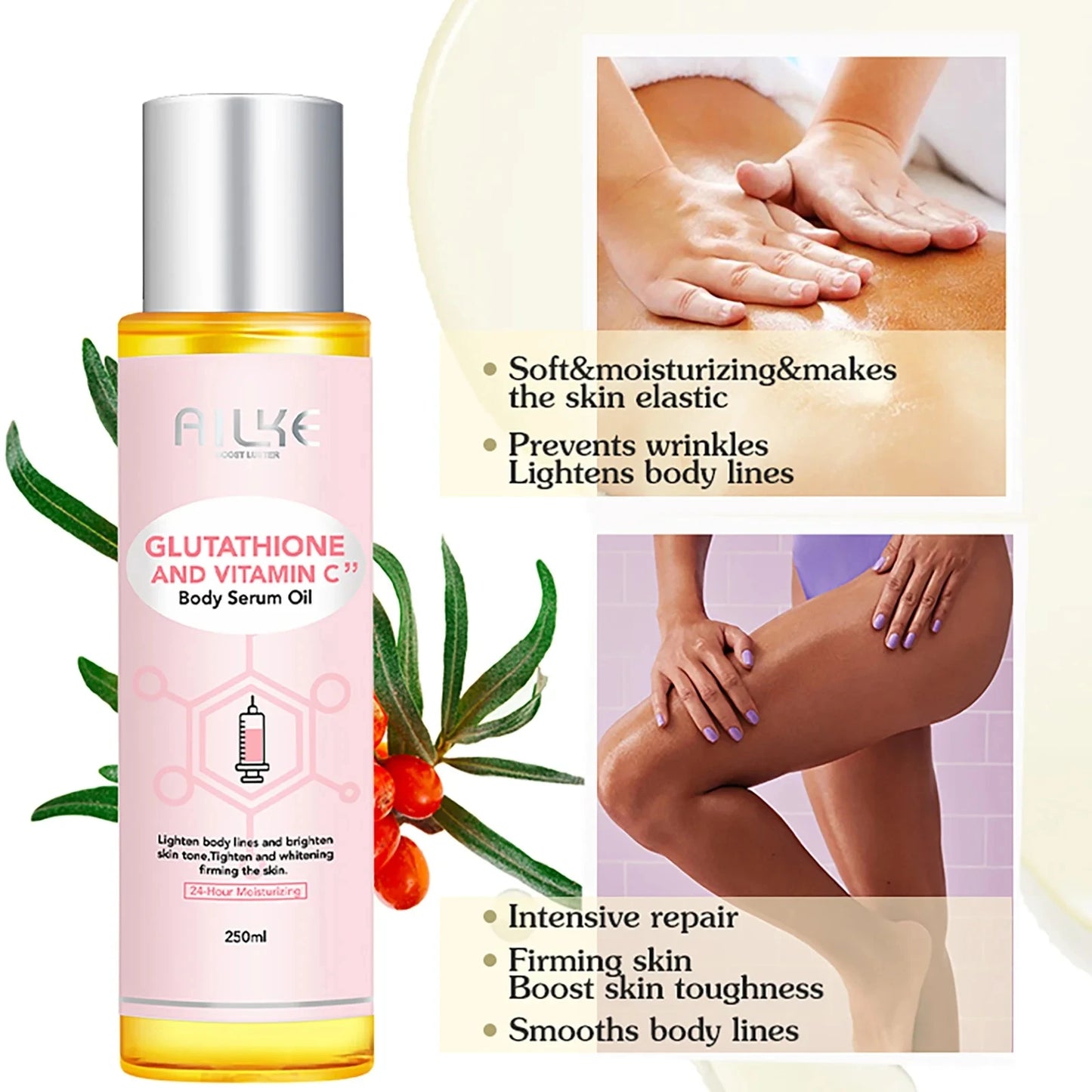 Vitamin C Moisturizing and Whitening Massage Essential Oil, Smooth Skin, Reduce Dark Spots, For All Skin Types, 250ml