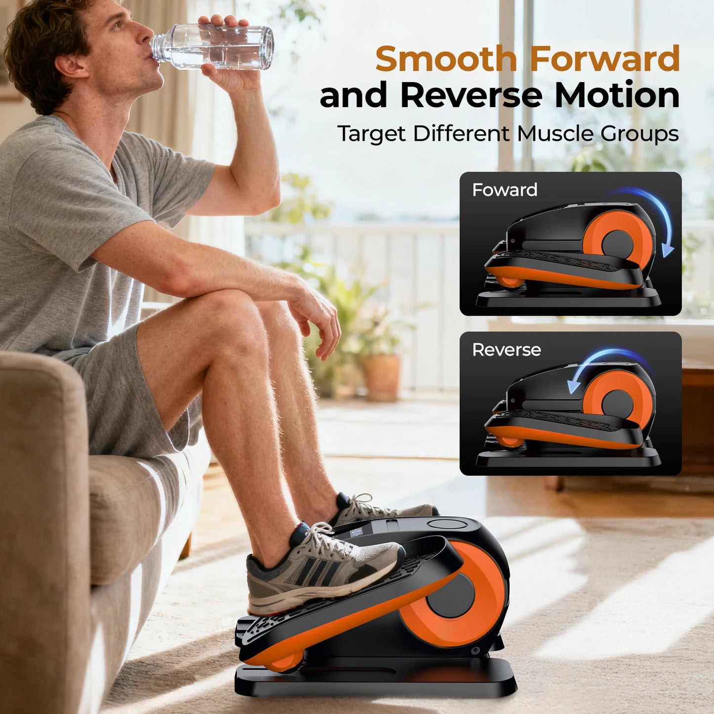 Mini Seated Elliptical Trainer with 3 Smart Exercise Modes 12 Speed Levels, Compact Quiet Under Desk Pedal Exerciser for Home