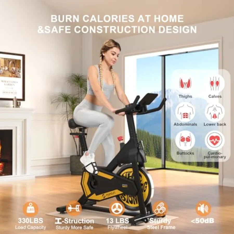 Indoor Cycling Bike for Home Exercise with Adjustable Magnetic Brake Pad Resistance Silent Belt Drive 330lbs Weight Ccity Upgra