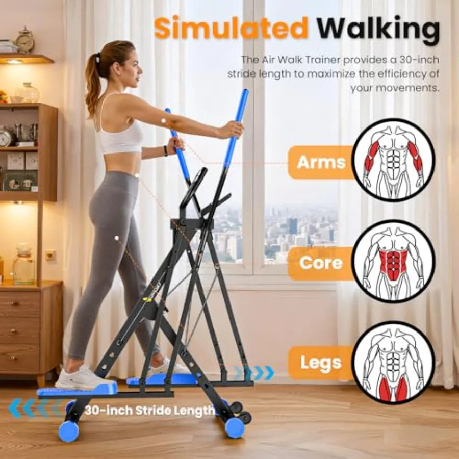 Air Walk Elliptical Exercise Machine for Home Gym Full-Body Cardio Cross Trainer Glide Exercise with LCD Monitor Device