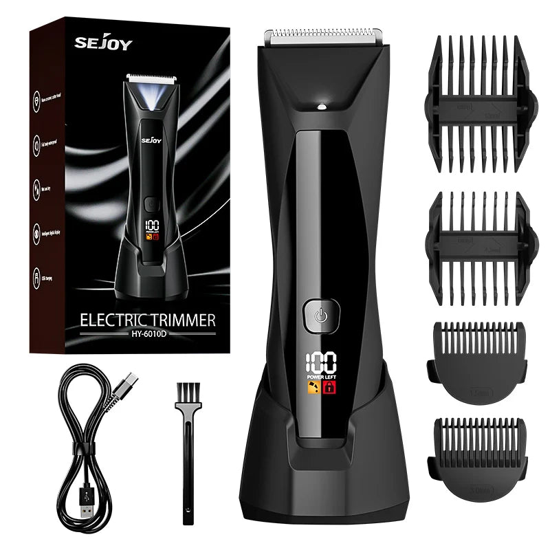 SEJOY Body Pubic Hair Trimmer for Men With Standing Recharge Dock,Balls Women Lady Shaver Hair Removal Bikini Trimmer