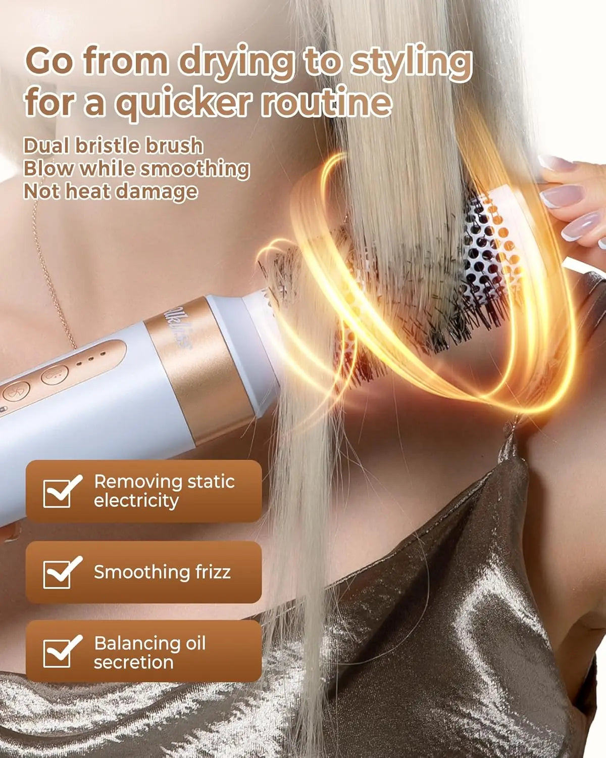 Hair Dryer Brush 7-in-1, 110000 RPM Hot Air Brush Hair Styler for Curly Straight & Twisted Hair Professional Ionic Brush