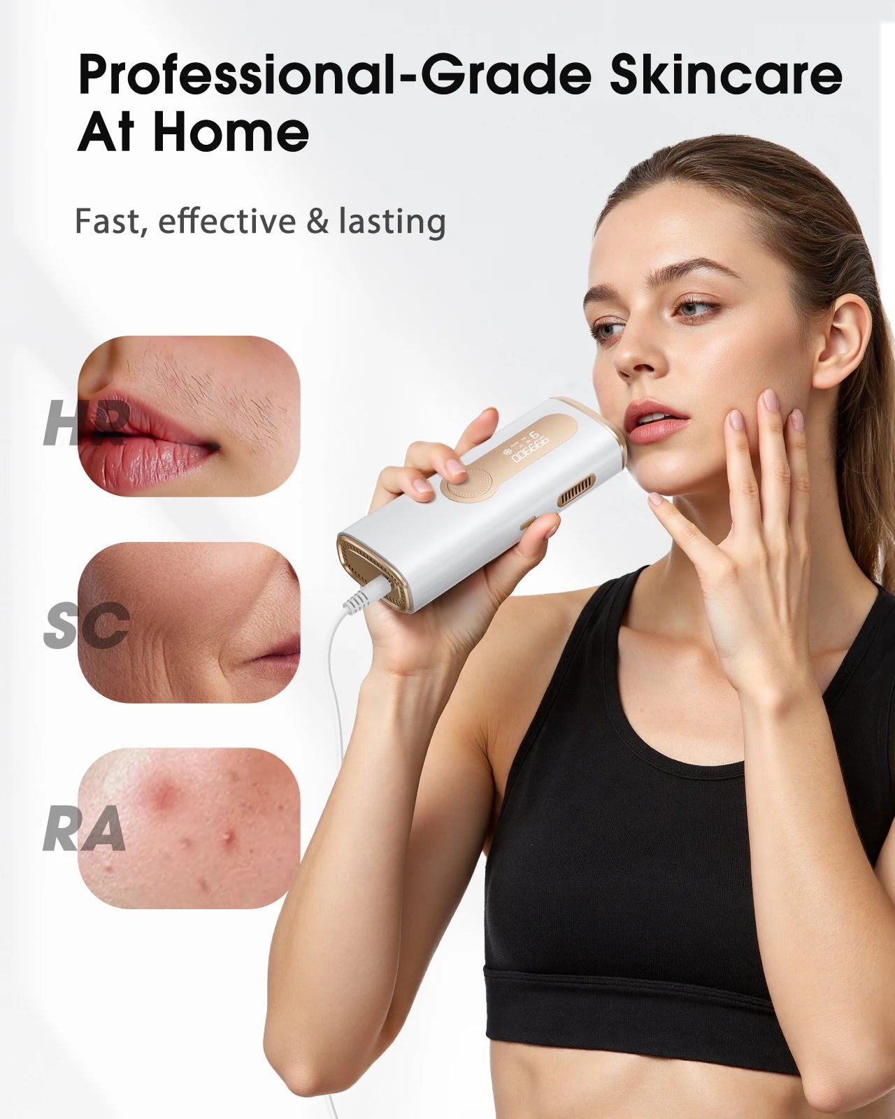 2026 IPL Pulsed Light Hair Removal Device with Cooling Function, 999,900 Flashes, 3-in-1 Laser Hair Removal Device [HR/SC/RA] for Women & Men, 9 Energy Levels for Underarms/Bikini Line/Body