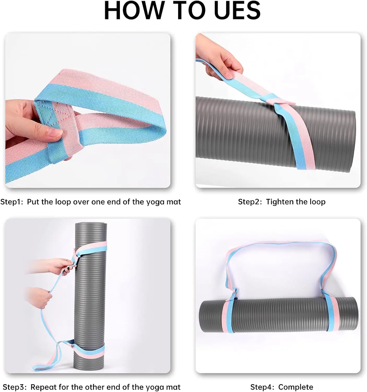 2-Pack Adjustable Yoga Mat Carrying Straps, Durable & Comfortable for Easy Transport
