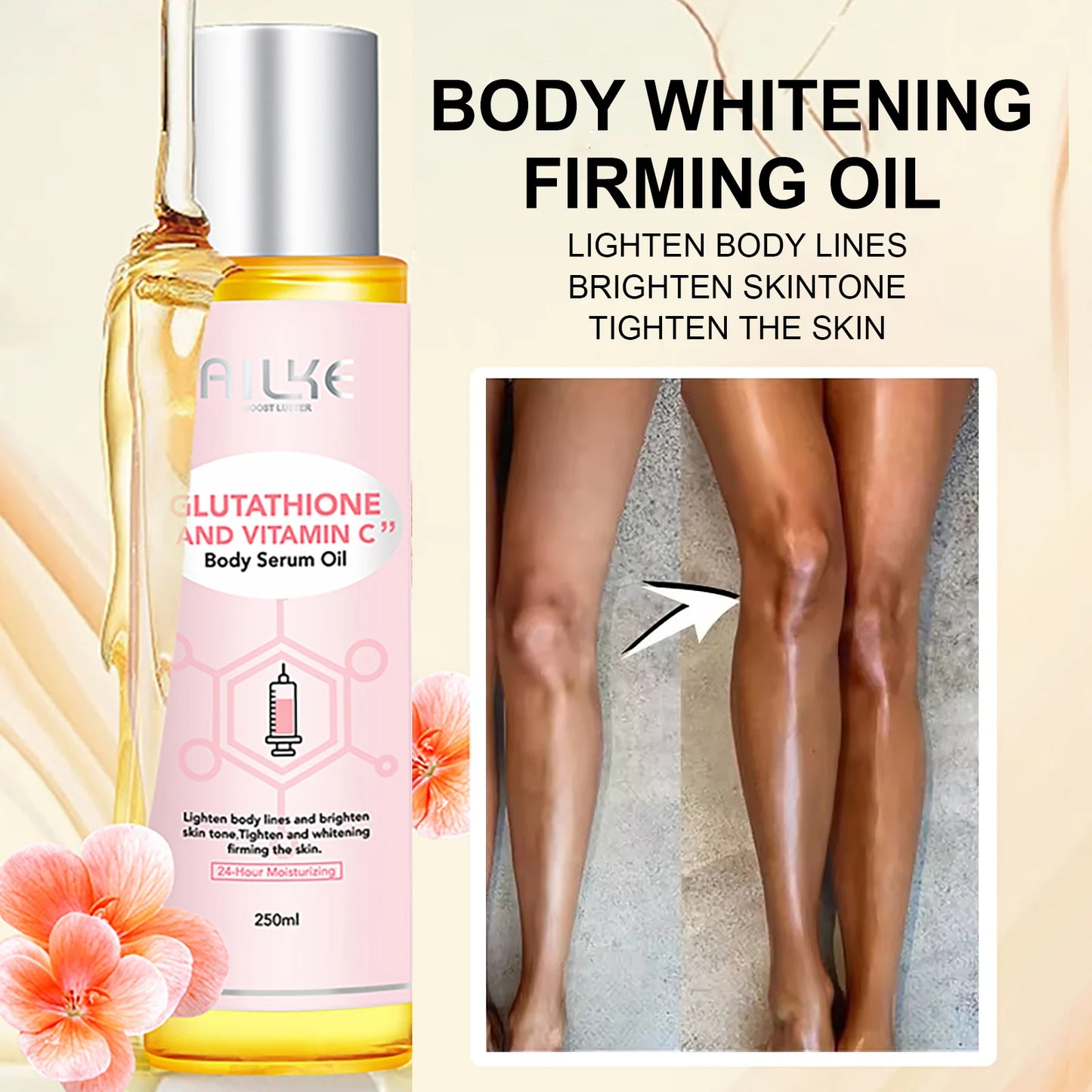 Vitamin C Moisturizing and Whitening Massage Essential Oil, Smooth Skin, Reduce Dark Spots, For All Skin Types, 250ml