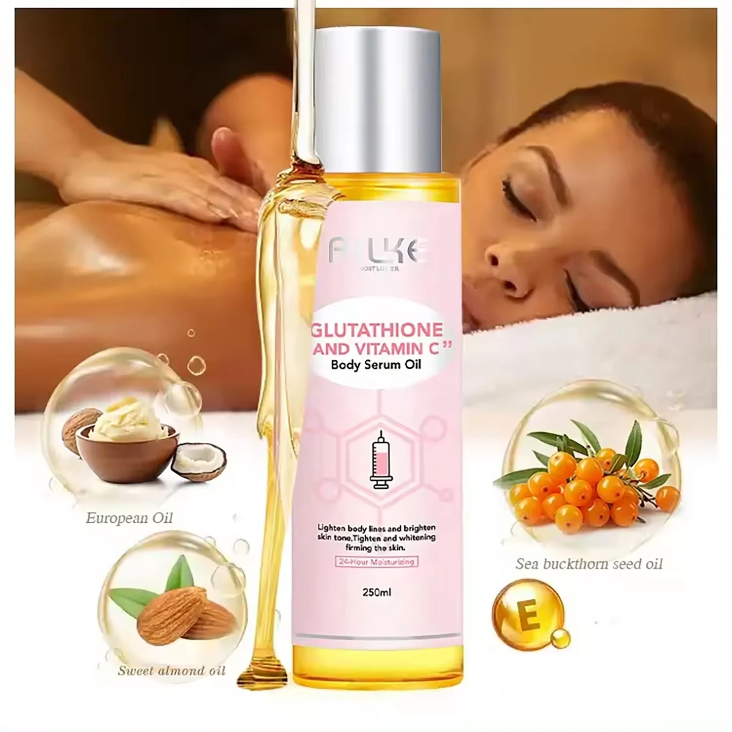 Vitamin C Moisturizing and Whitening Massage Essential Oil, Smooth Skin, Reduce Dark Spots, For All Skin Types, 250ml
