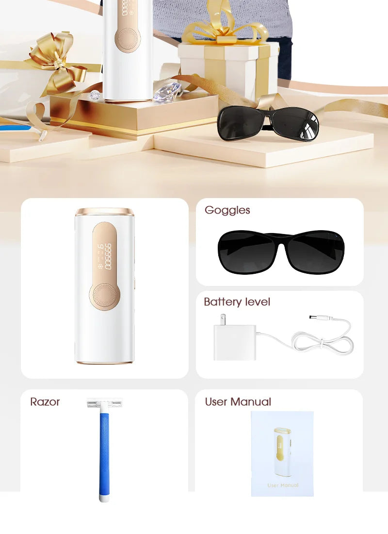 2026 IPL Pulsed Light Hair Removal Device with Cooling Function, 999,900 Flashes, 3-in-1 Laser Hair Removal Device [HR/SC/RA] for Women & Men, 9 Energy Levels for Underarms/Bikini Line/Body