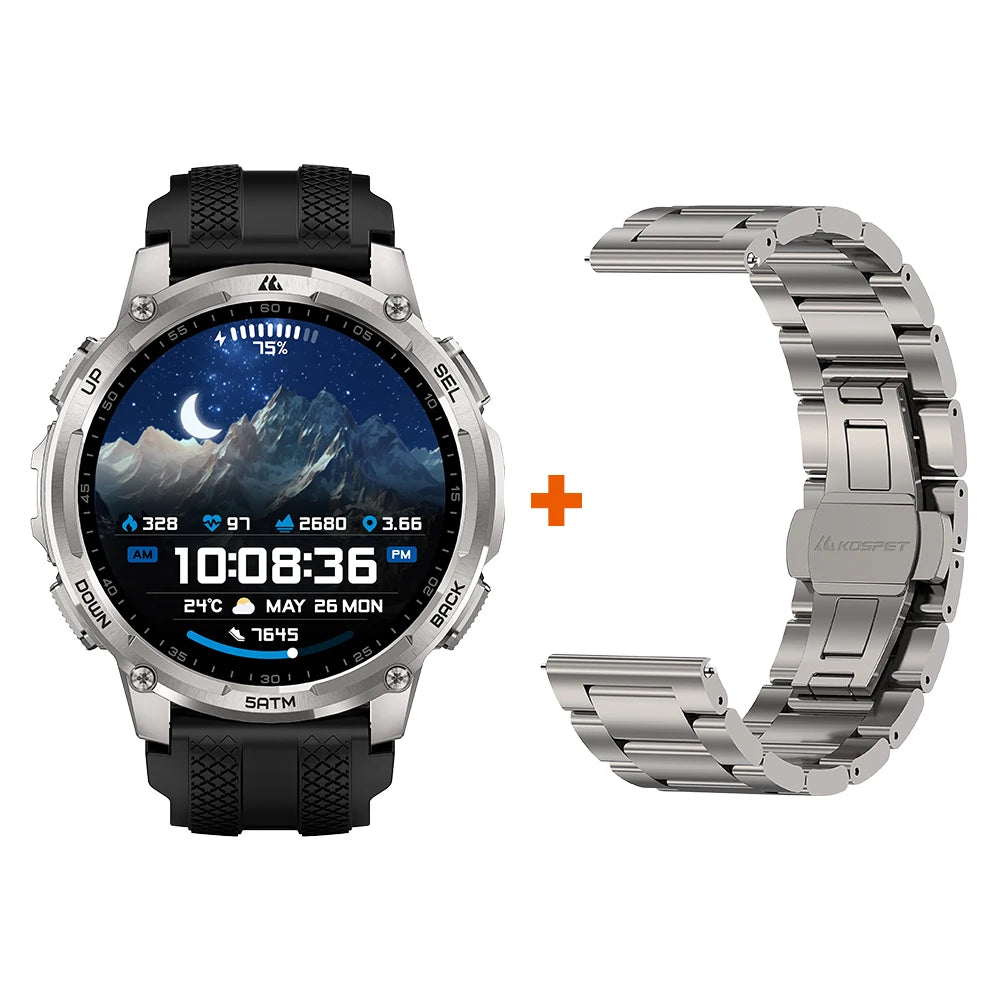 KOSPET TANK T4C Smartwatch Men’s Outdoor Rugged Watch with Flashlight Dual‑Band GPS 50M Waterproof Fitness & Health Tracker