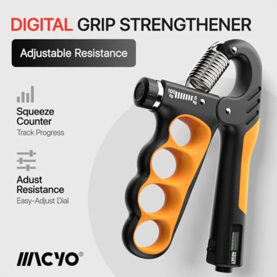 Grip Strength Trainer with Wider Handles - Adjustable Hand Grip Strengthener 11-220Lbs 5-100KG for Large Hands Automatic