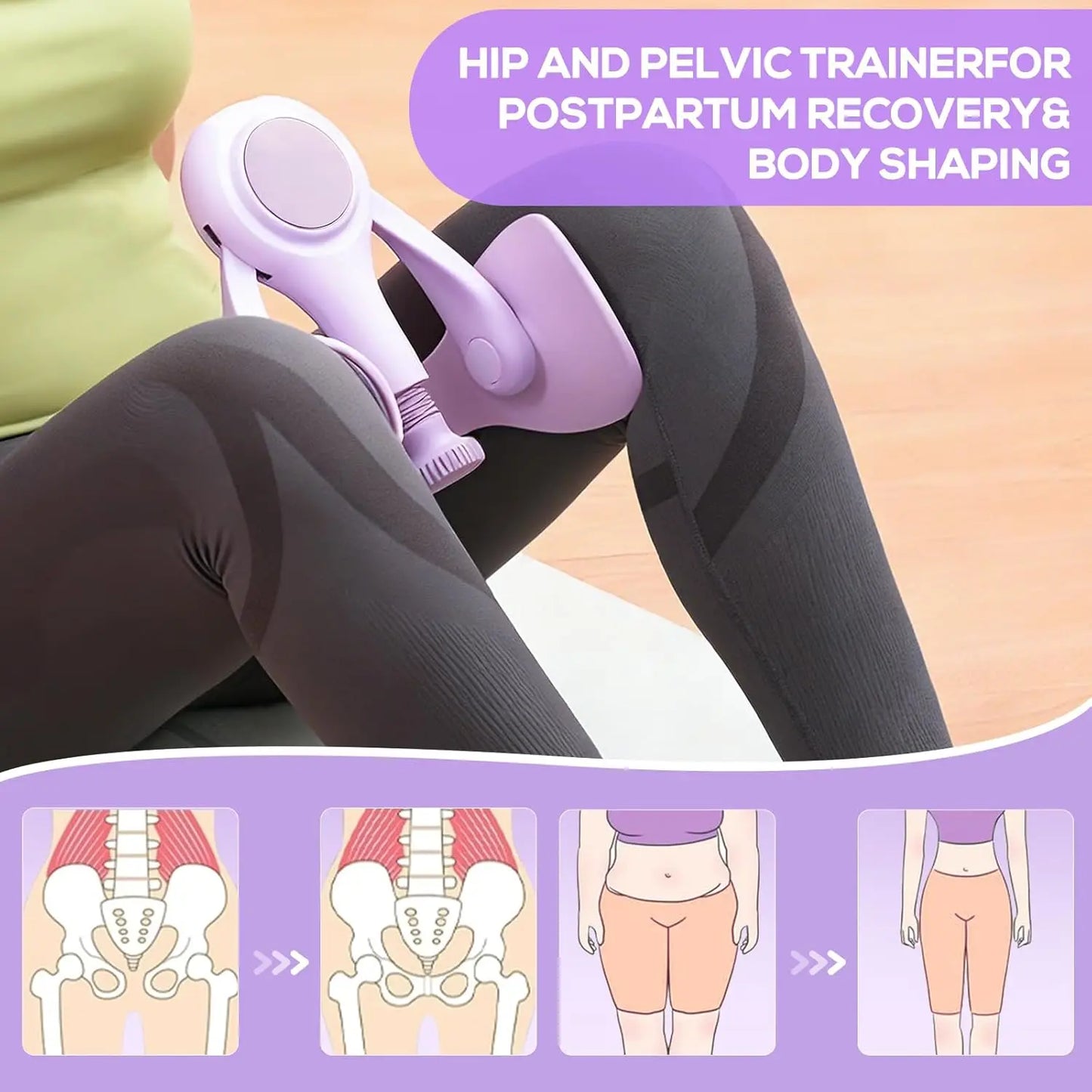 Adjustable Inner Thigh Kegel Trainer for Women, Leg Strength Workout Equipment with Resistance Bands for Home Gym