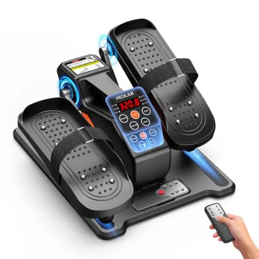 Under Desk Elliptical Machine Portable Electric Exercise Equipment with 12 Adjustable and 3 Automatic Speeds Blue Ellipse Leg P