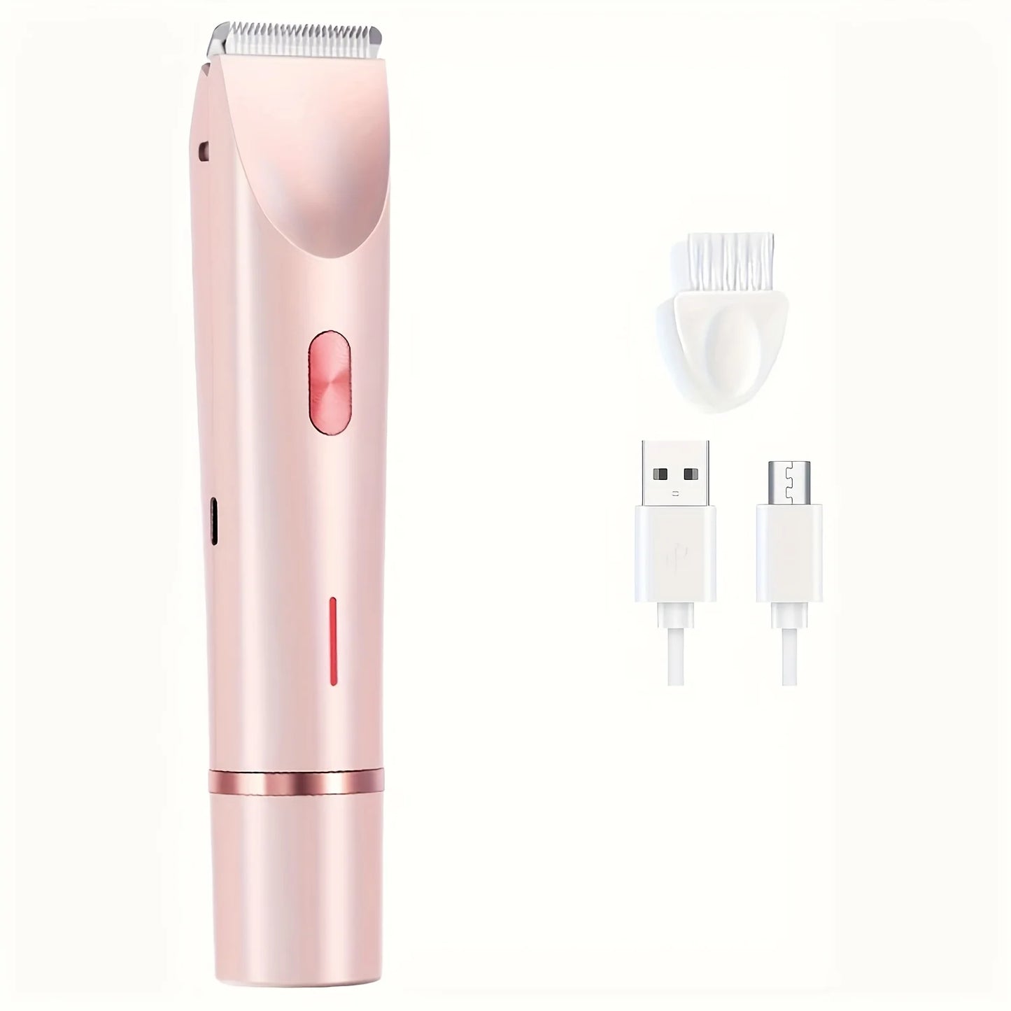 2 in 1 Pink Dual Head Bikini Trimmer Women Electric Shaver Waterproof Wet & Dry Use Body Hair Trimmer and Facial Hair