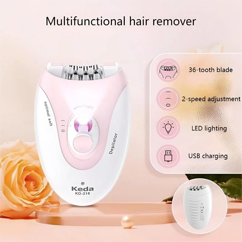 Rechargeable Electric Hair Remover for Women｜Dual-Speed Shaver｜Suitable for Face, Underarms, Legs & Bikini｜Portable Waterproof D