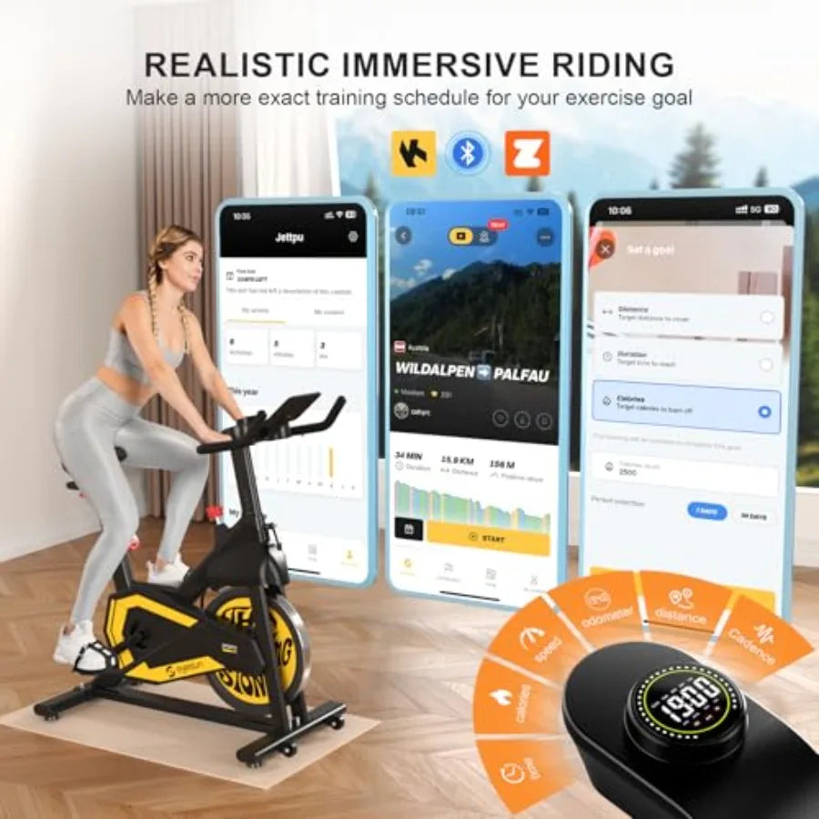 Indoor Cycling Bike for Home Exercise with Adjustable Magnetic Brake Pad Resistance Silent Belt Drive 330lbs Weight Ccity Upgra