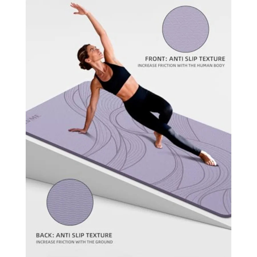 Large Yoga Mat 75x48x0.4 Extra Wide Thick 10mm Non-Slip Exercise Mat in High-Density TPE for Yoga Pilates Home Gym Workouts