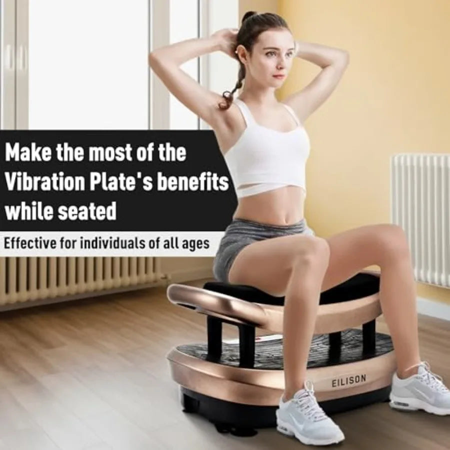 FITABS 3D Vibration Plate Exercise Machine with Seat - Oscillation Pulsation + Vibration Platform for Push Up Lymphatic Drainag