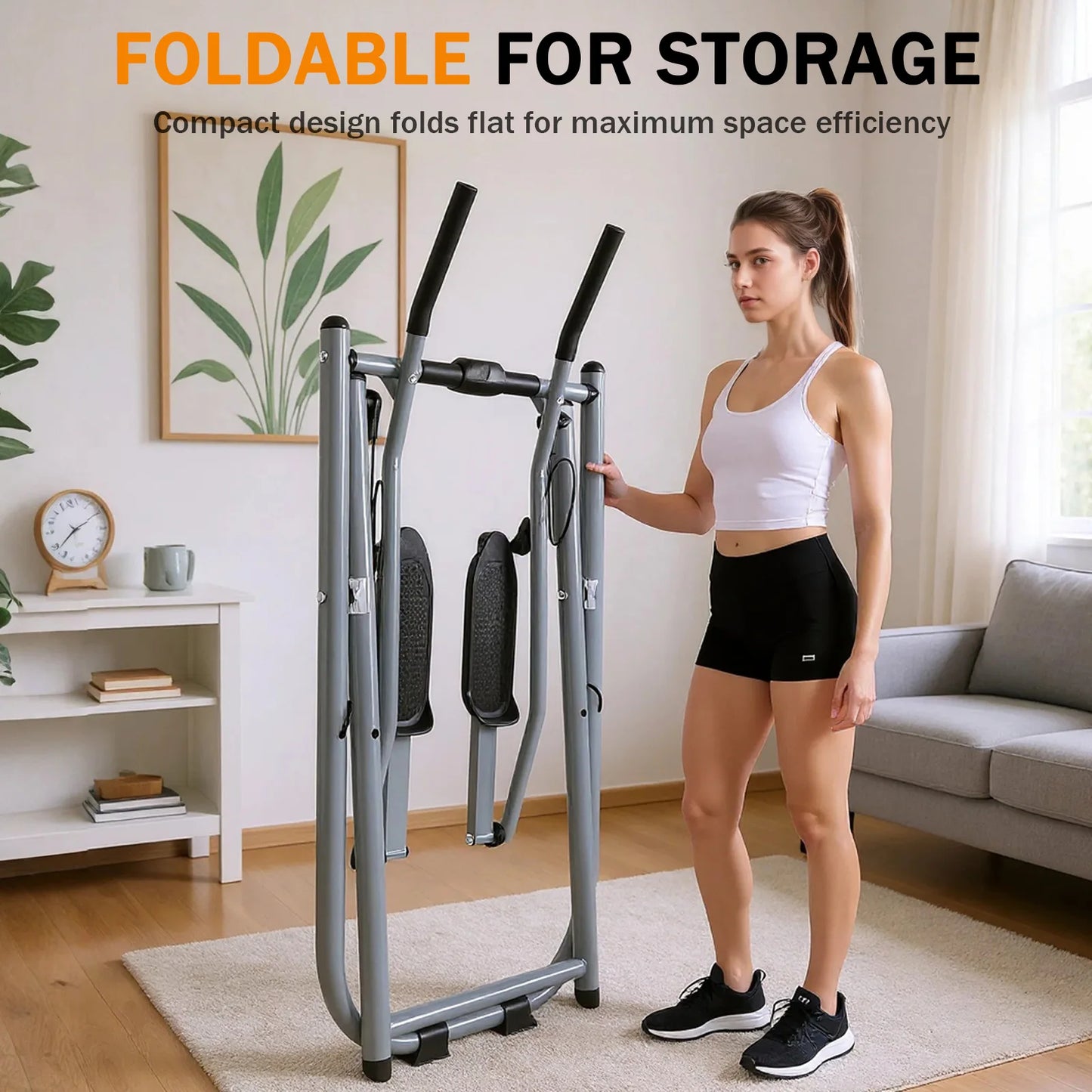 Metal Stair Stepper Air Walker Exercise Machine with Adjustable Resistance Foldable Elliptical for Women Men