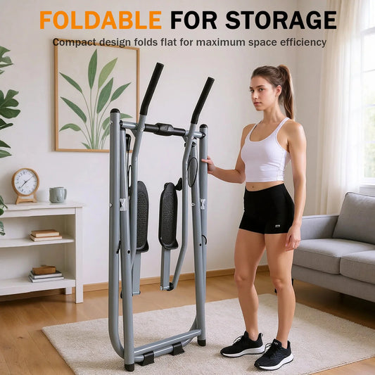 Metal Stair Stepper Air Walker Exercise Machine with Adjustable Resistance Foldable Elliptical for Women Men