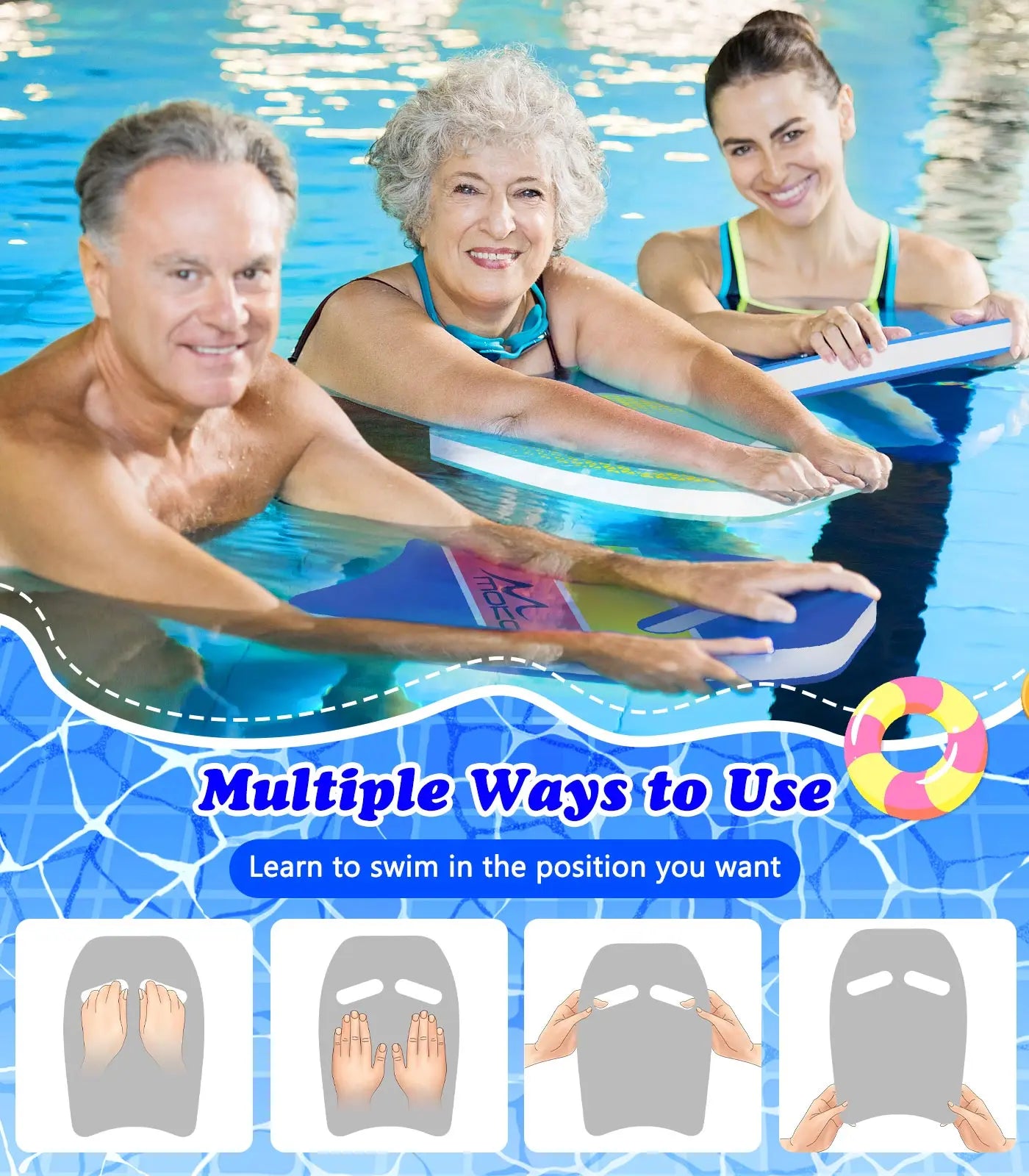 Swim Kickboard Swimming Training Kick Board Pool Exercise Equipment Promote Natural Swimming Position Water Fun Tool for Adults