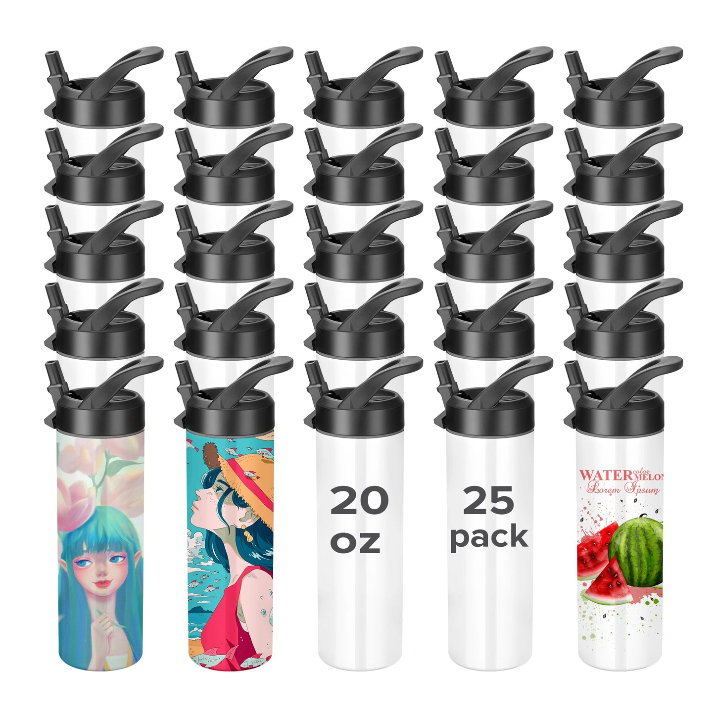 Sublimation Tumblers,12/25 Pack 20 oz Skinny Straight Sports Water Bottles Mugs,for Tumbler Press Machine Sublimation Print