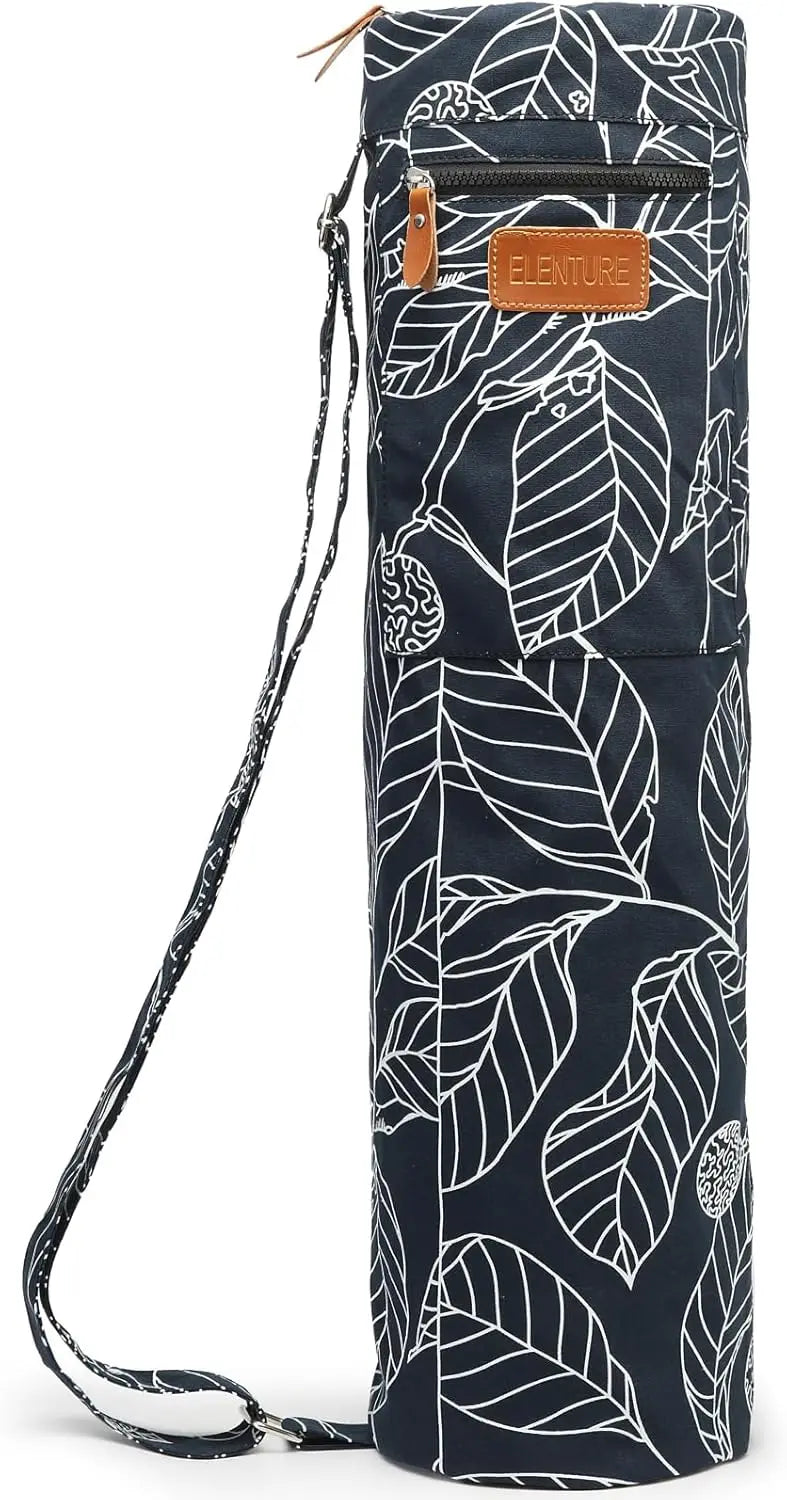 Adjustable Yoga Mat Bag with Pockets, Full-Zip Travel Tote for Gym & Outdoor Use, Fits 1/4" & 1/3" Thick Mats