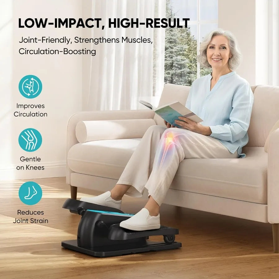 Under Desk Elliptical Machine Electric Leg Exerciser for Seniors Portable Seated Pedal Exerciser with 12 Speed Levels Remote Co