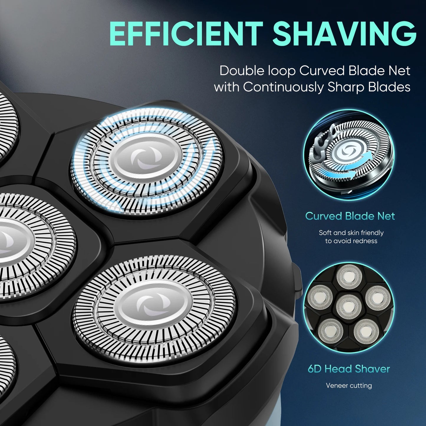 Solimpia 6D Bald Head Shaver with Magnetic Floating Blade Waterproof Type-C Fast Charging for Smooth Skin Efficient Hair Removal