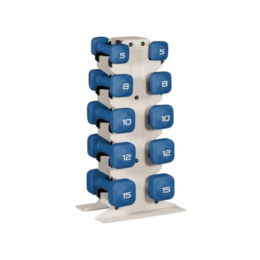Neoprene Dumbbell Set with Storage Rack Non-Slip Anti-Roll Hand Weights for Home Gym Workouts 20 lb 32 lb 50 lb 60 lb 100 lb Op